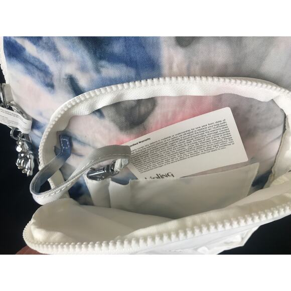 Kipling Tie Dye Pattern Backpack school book bag Blue/White/Gray New - Picture 7 of 12